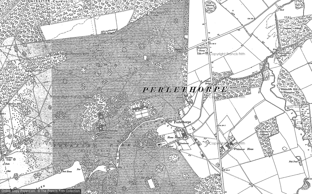Old Map of Perlethorpe, 1883 - 1884 in 1883