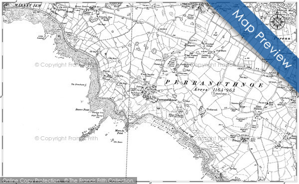 Old Map of Perranuthnoe, 1906 - 1907 in 1906