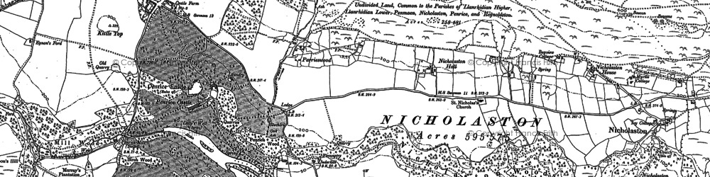 Old map of Penrice Castle in 1896