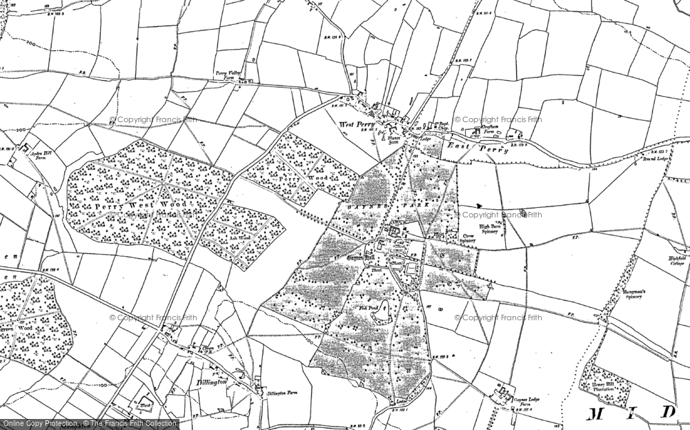 Old Map of Historic Map covering Staughton Green in 1900
