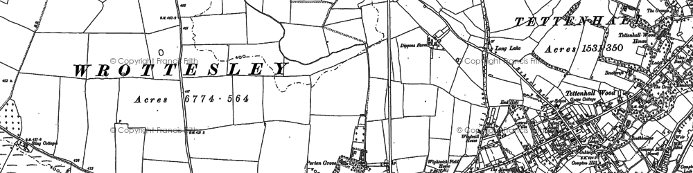 Old map of Perton in 1885