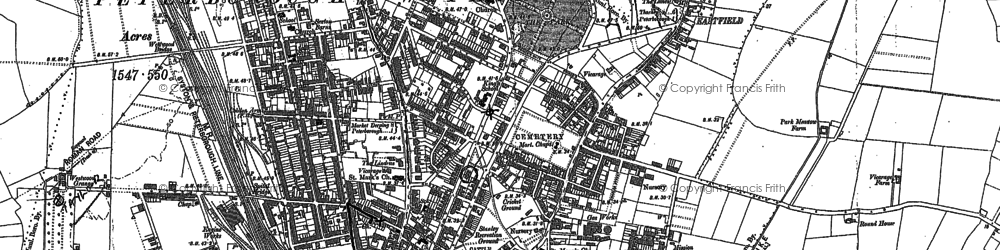 Old map of Peterborough in 1886
