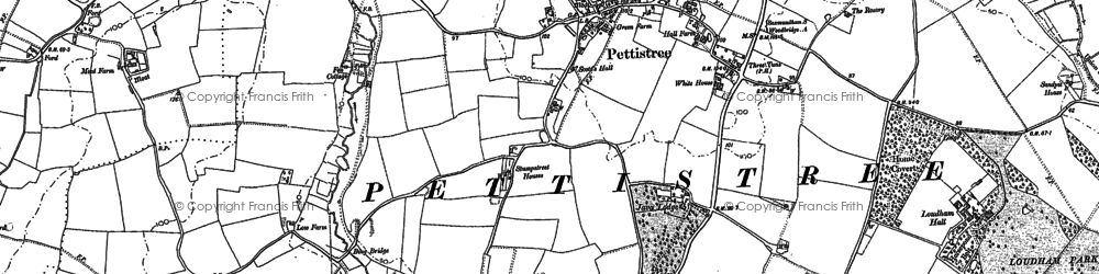 Old map of Pettistree in 1881