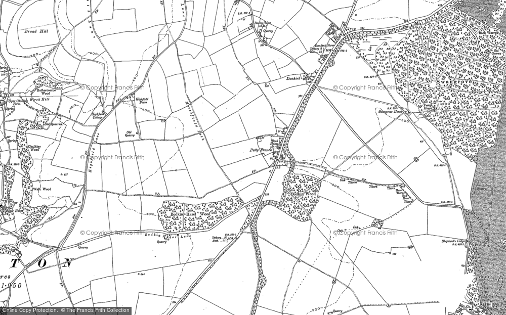 Old Map of Historic Map covering Bodkin Hazel Wood in 1881
