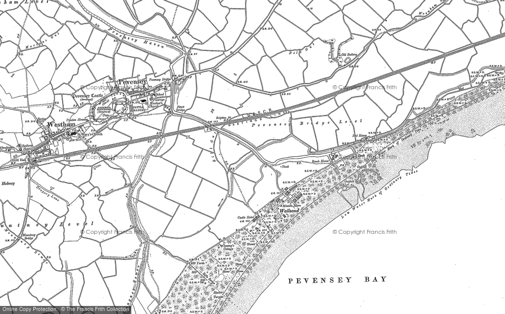 Old Map of Pevensey Bay, 1908 in 1908