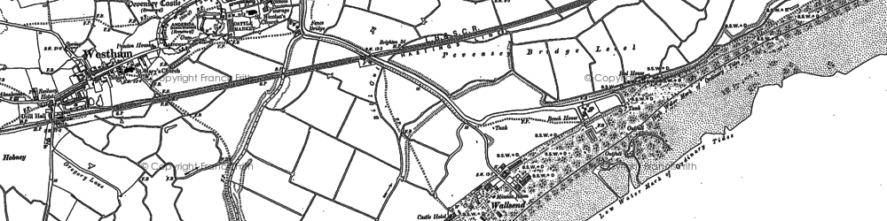 Old map of Pevensey Bay in 1908