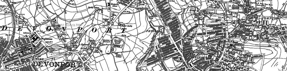 Old map of Peverell in 1905