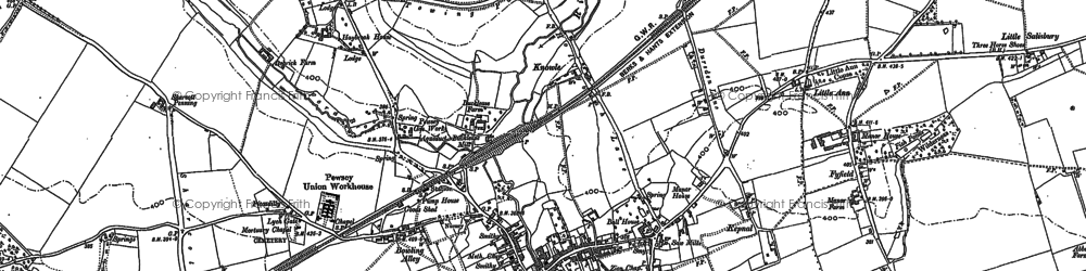 Old map of Pewsey in 1899