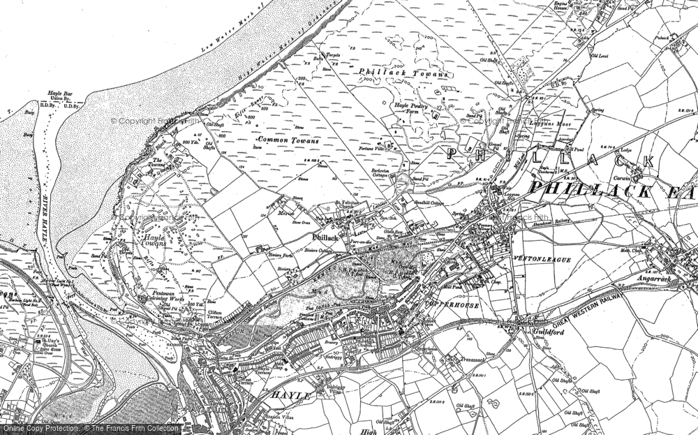 Old Map of Phillack, 1877 - 1906 in 1877