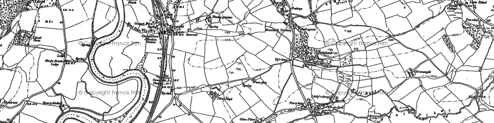 Old map of Pibwrlwyd in 1886