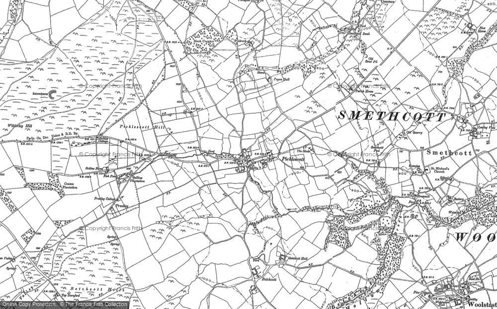 Old Map of Picklescott, 1882 in 1882