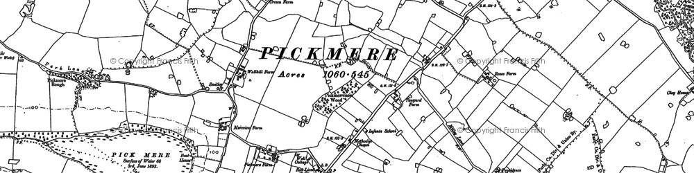 Old map of Pickmere in 1897