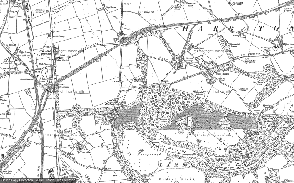 Old Map of Picktree, 1895 in 1895