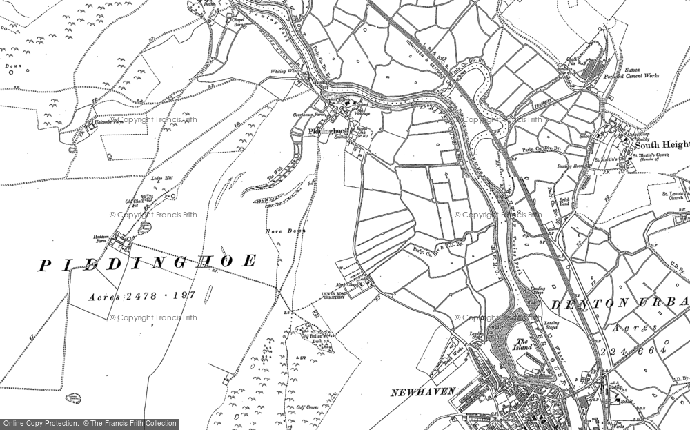Old Map of Piddinghoe, 1898 - 1908 in 1898