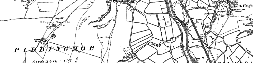 Old map of Piddinghoe in 1898
