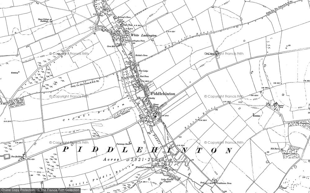 Old Map of Piddlehinton, 1887 in 1887