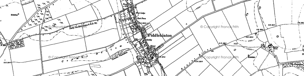 Old map of Piddlehinton in 1887