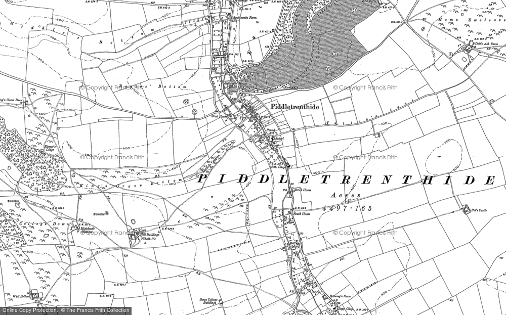 Old Map of Piddletrenthide, 1887 in 1887