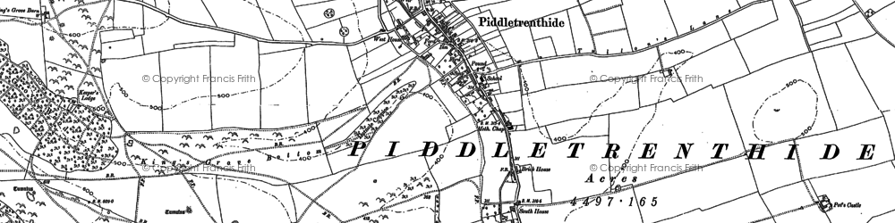 Old map of Piddletrenthide in 1887
