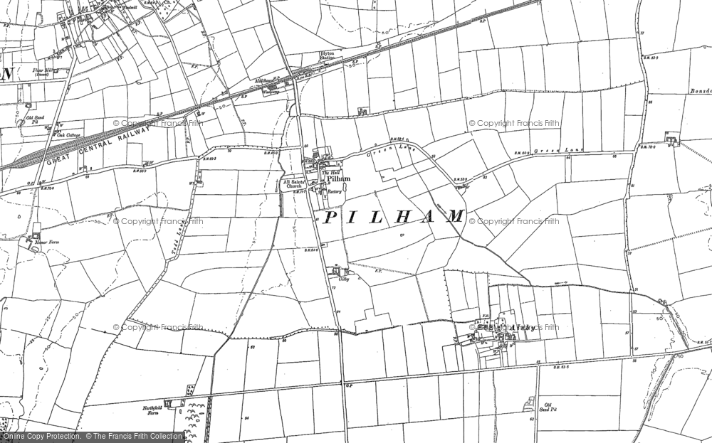 Old Map of Pilham, 1885 in 1885