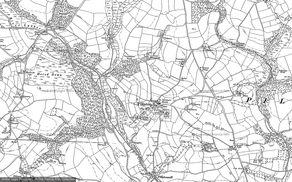 Old Map of Pillaton, 1865 - 1882 in 1865