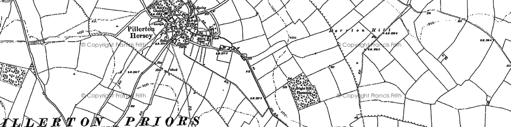 Old map of Pillerton Hersey in 1885