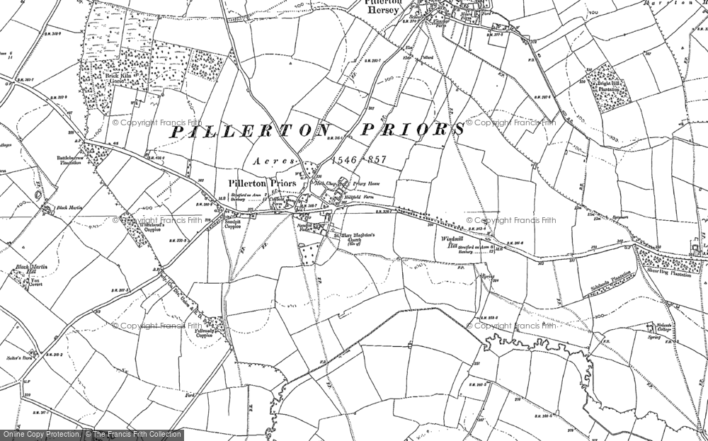 Old Map of Pillerton Priors, 1885 in 1885