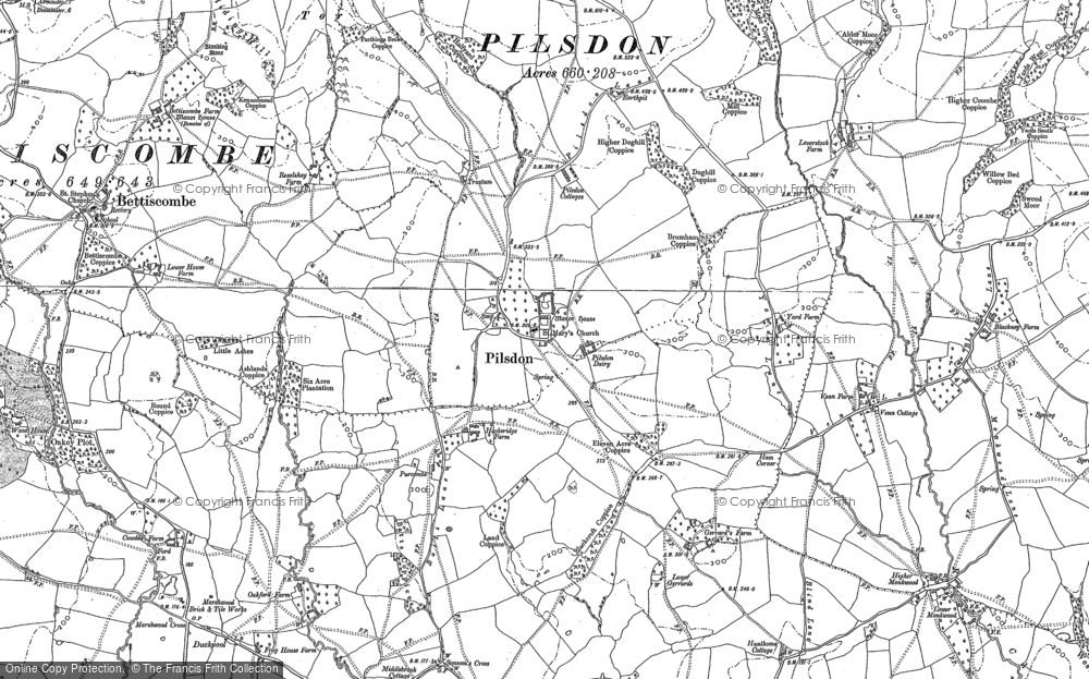Old Map of Pilsdon, 1887 in 1887