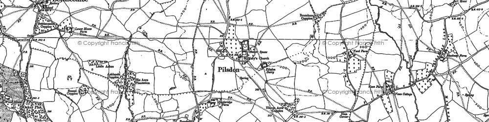 Old map of Pilsdon in 1887