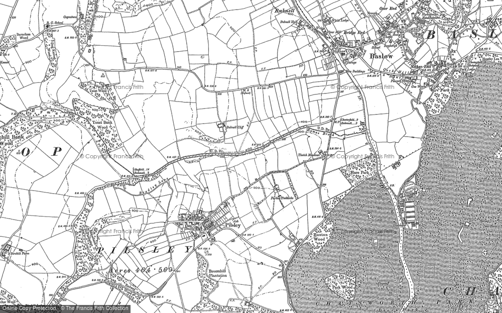 Old Map of Historic Map covering Bramley Dale in 1878