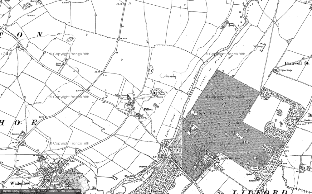 Old Map of Historic Map covering Lyveden Old Bield in 1885