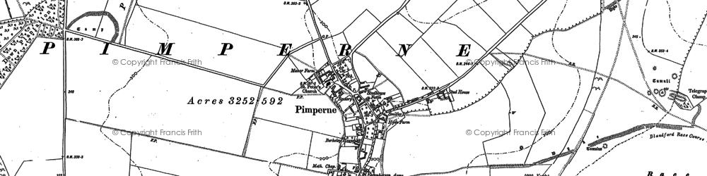 Old map of Pimperne in 1886