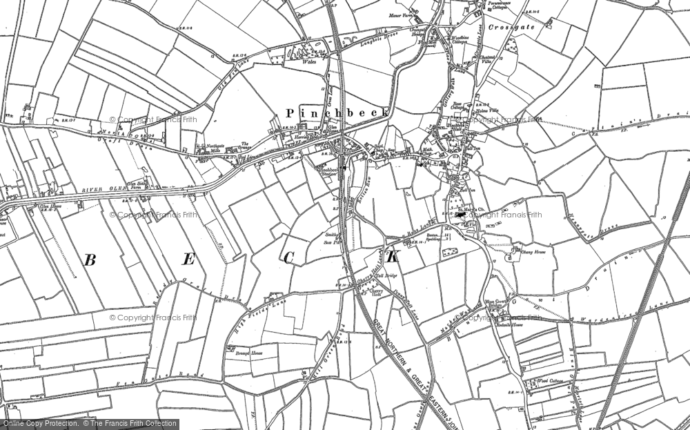 Old Map of Pinchbeck, 1887 in 1887