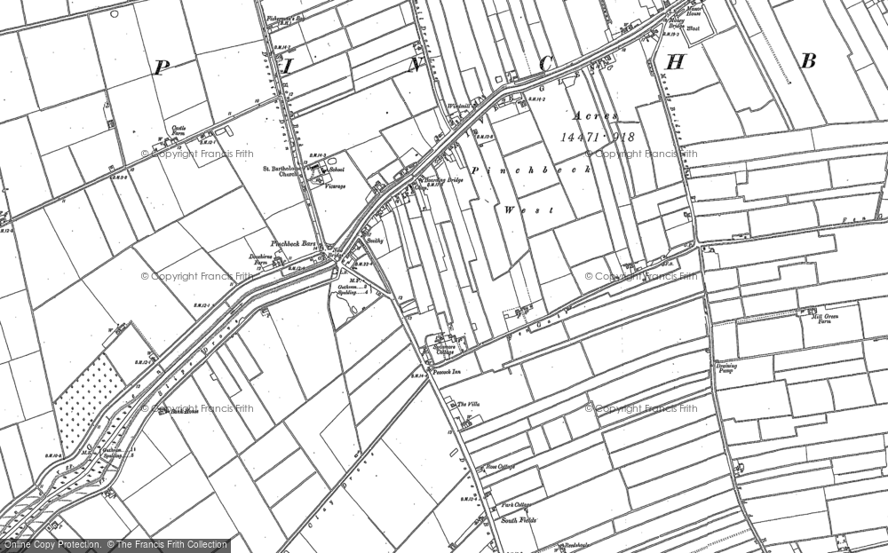 Old Map of Pinchbeck West, 1887 in 1887