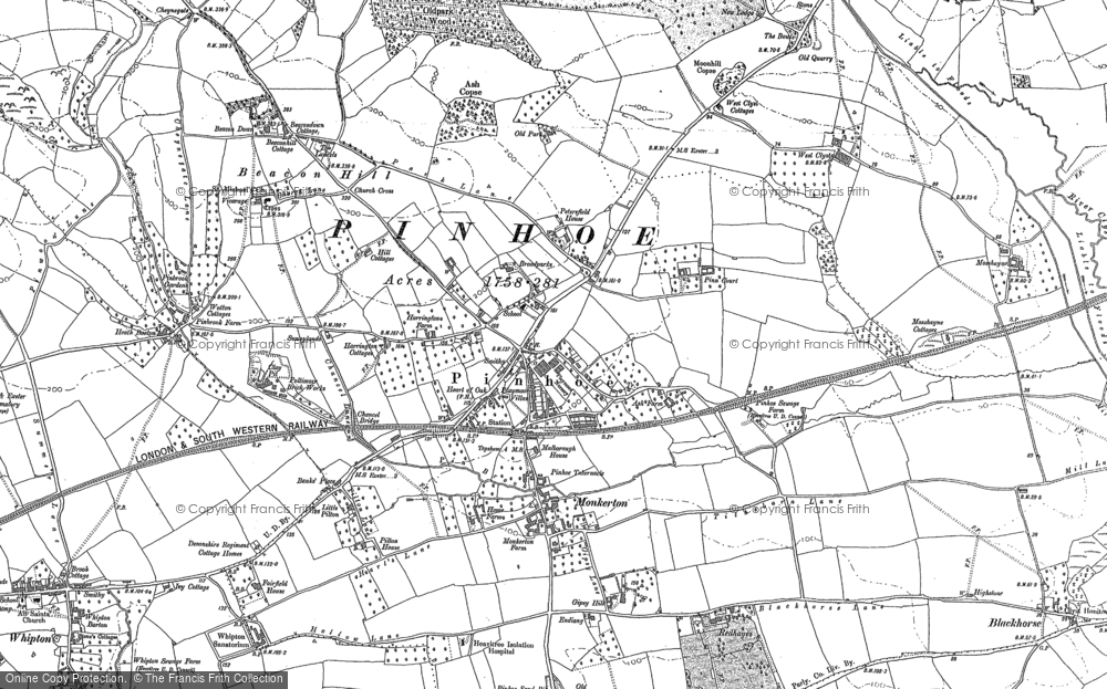 Old Map of Pinhoe, 1886 - 1887 in 1886