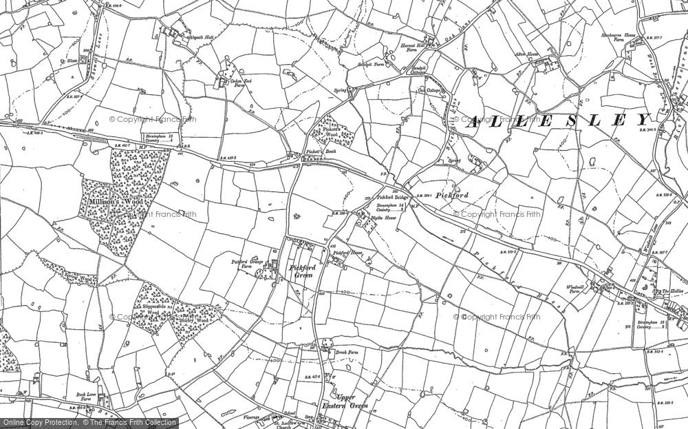 Old Map of Historic Map covering Pickford Green in 1886