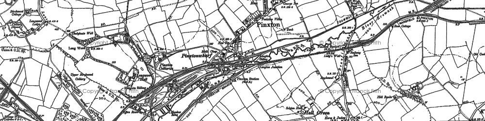 Old map of Pinxton in 1879