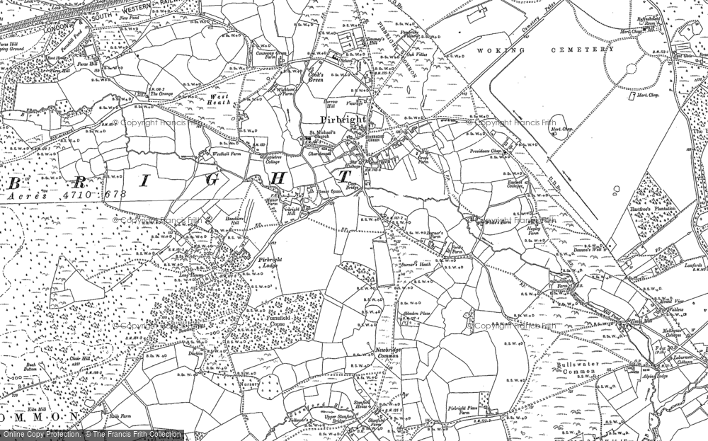 Old Map of Pirbright, 1895 in 1895