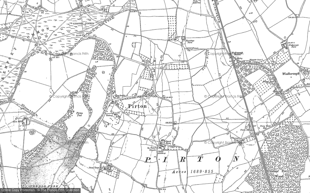 Old Map of Pirton, 1884 in 1884