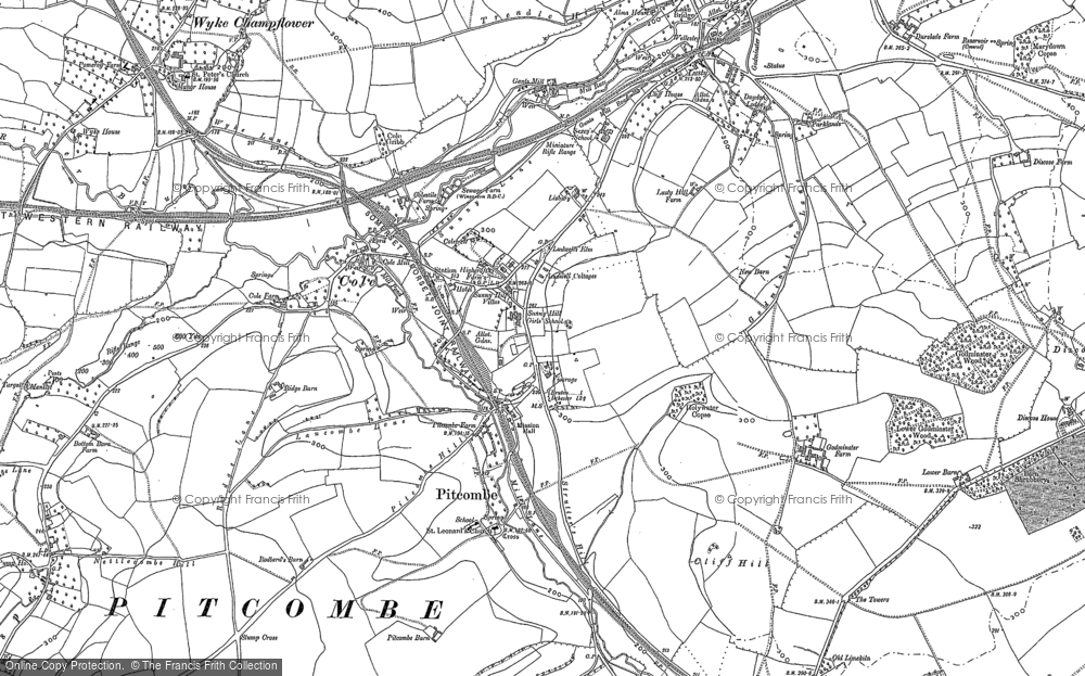 Old Map of Pitcombe, 1885 in 1885