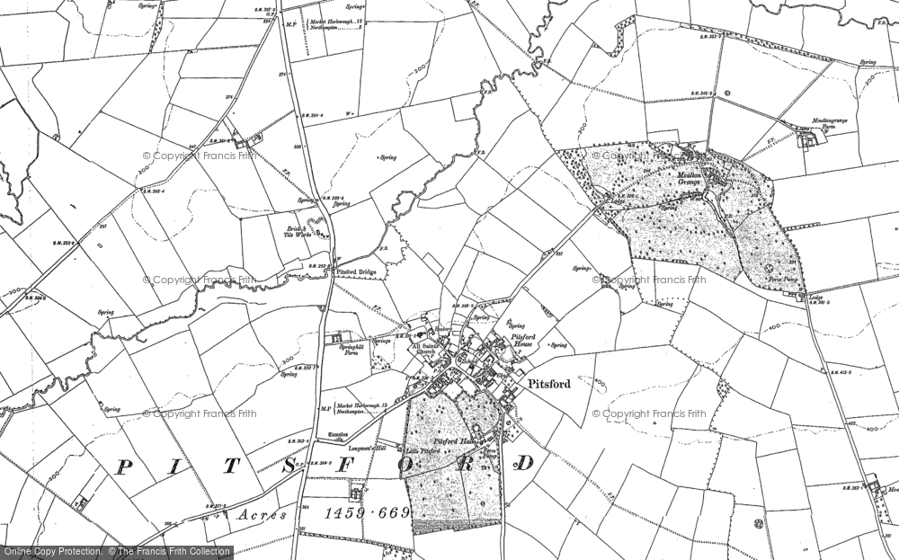 Old Map of Historic Map covering Brampton Valley Way in 1884
