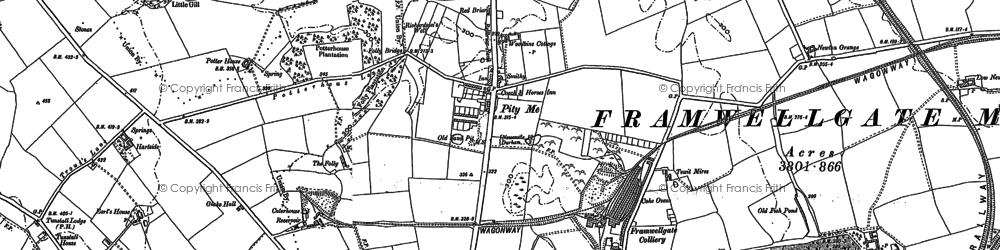 Old map of Pity Me in 1895