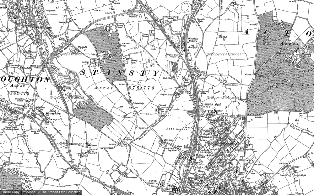 Old Map of Historic Map covering Felin Puleston in 1898