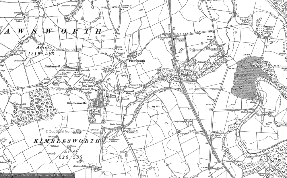 Old Map of Plawsworth, 1895 in 1895