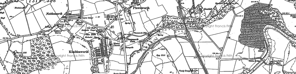 Old map of Plawsworth in 1895