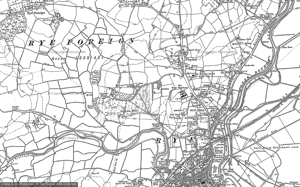 Old Map of Playden, 1908 in 1908