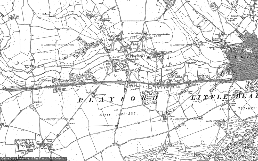 Old Map of Playford, 1881 in 1881