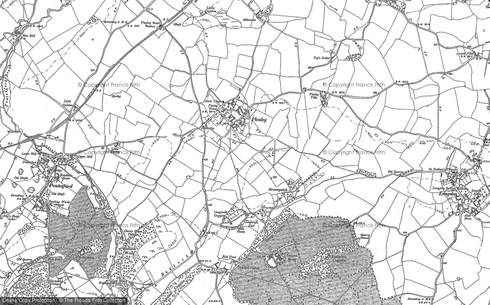 Old Map of Historic Map covering Broompatch in 1881