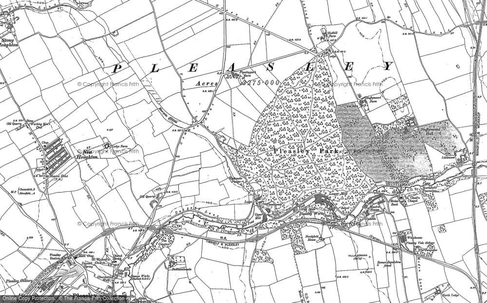 Old Map of Pleasley Vale, 1884 - 1897 in 1884