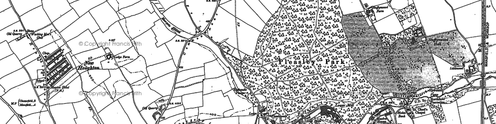 Old map of Pleasley Vale in 1884